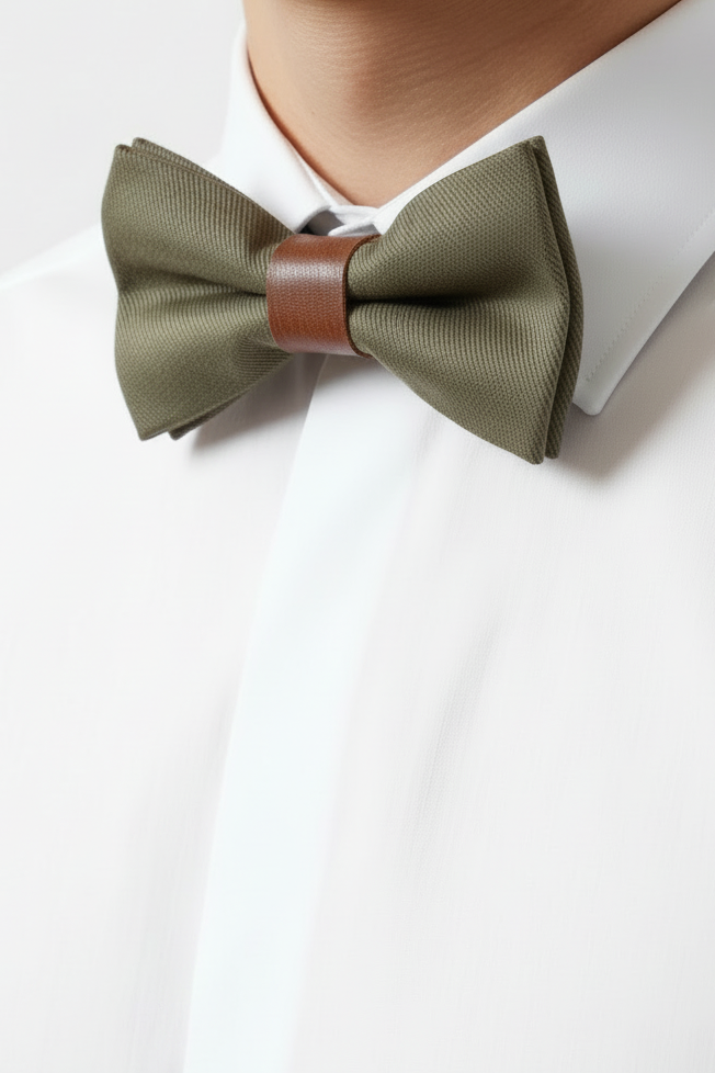 Olive x Leather Bow Tie