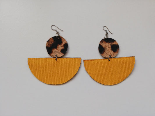 Mustard x Leopard Minimalist Earrings
