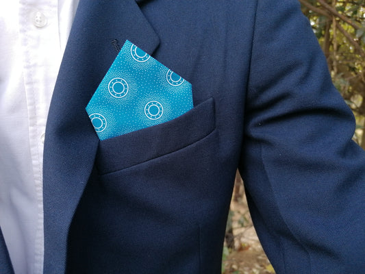 Blue Shweshwe Pocket Square