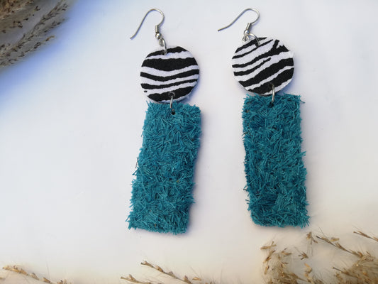 Turquoise Cotton Confetti X Zebra Print Minimalist Earrings