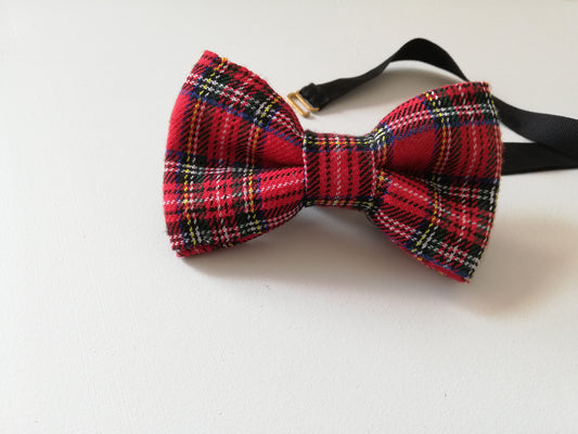 polka.dot.coco red tartan wedding bow tie