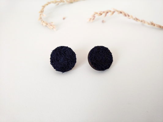 Handcrafted Navy Cotton Confetti Stud Earrings