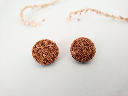 Handcrafted Brown Cotton Confetti Stud Earrings